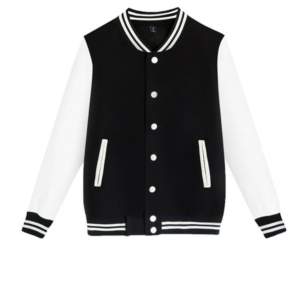 Men's Varsity Jackets Baseball Bomber Jacket Stand Collar Button
