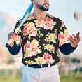 thumbnail image 5 of Zufioo Rose Flowers Print Men's Baseball Short Sleeve, Moisture Wicking Button-Down Hip Hop Tee-4X-Large, 5 of 7
