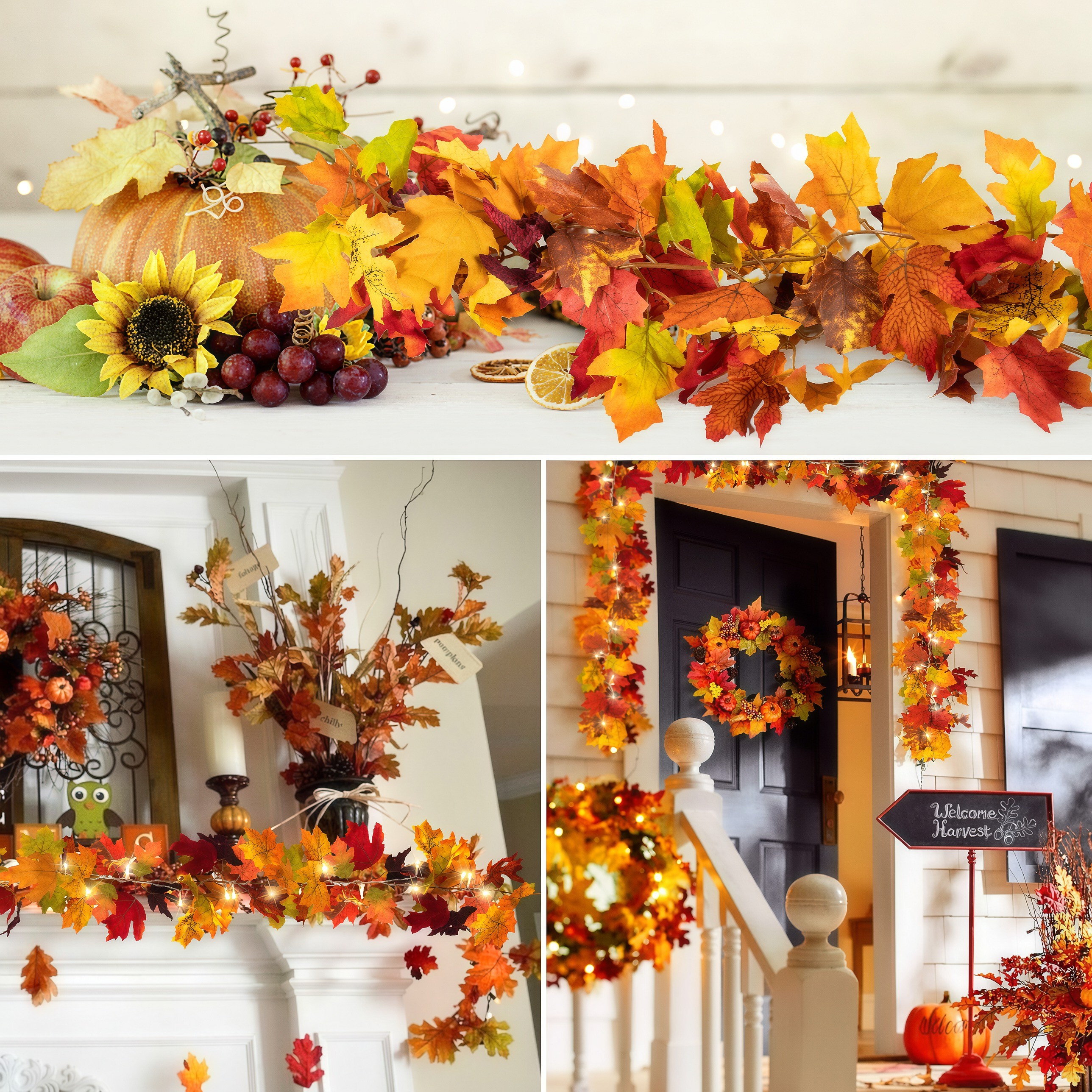 Scidweet Fall Garland with Lights - 2 Pack 60 LED String Lights photo 2