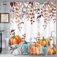 thumbnail image 4 of Fall Shower Curtains for Bathroom, Thanksgiving Pumpkins Autumn Leaves Shower Curtain Set with Hooks, Blue Orange Waterproof Fabric Fall Bathroom Decor Accessories, 72 x 72 Inch, 4 of 6