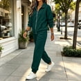 thumbnail image 5 of MexChoioe Womens Soft Solid Color 2 Piece Tracksuit Stand Collar Full Zip Sweatshirt and Jogger Pants Streetwear Sports Outfit Set for Womens, 5 of 7