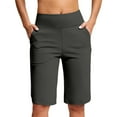 thumbnail image 5 of Women's High Waisted Yoga Shorts with Pockets 2026 Summer Casual Knee Length Comfy Breathable Workout Running Athletic Beach Shorts, 5 of 6