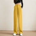 thumbnail image 5 of Hpapadks Womens Casual Pants Solid Wide Leg Elasticized High Waist Dress Pant Slacks Slacks for Women Yellow L, 5 of 5