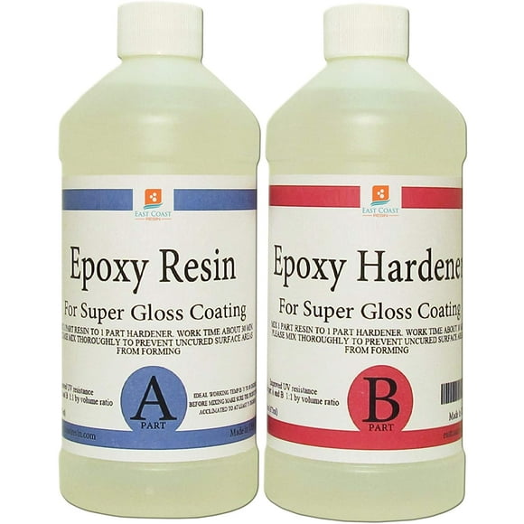 EPOXY RESIN CRYSTAL CLEAR 16 oz Kit. FOR SUPER GLOSS COATING AND TABLETOPS