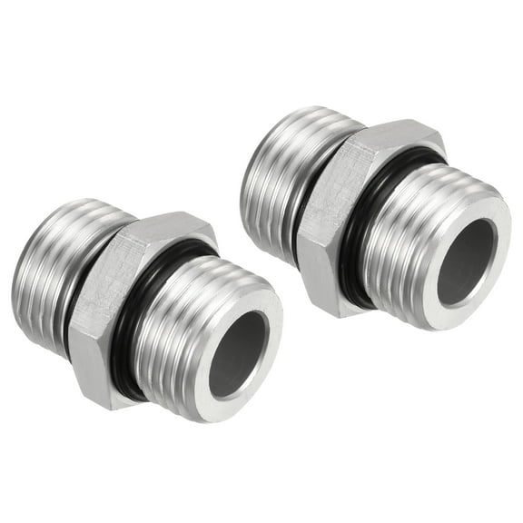 Uxcell G1/2 x G1/2 Male Thread Pipe Adapter Fittings Hex Nipple Pipe Fitting Silver Tone 2 Pack