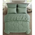 thumbnail image 2 of Chezmoi Collection Piper King Bed in a Bag 7-Pieces Honeycomb Geometric Hexagon Quilted Stone Washed Microfiber Comforter with Sheets Lightweight All Season Bedding Set, King, Sage Green, 2 of 9