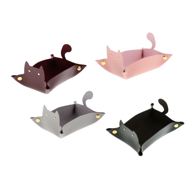 Bandeja de almacenamiento de llaves 4pcs Organizador de Maquillaje de material cuero Bandeja de Joyería Bandeja Forma de Gato Fanmusic Bandeja de almacenamiento de llaves