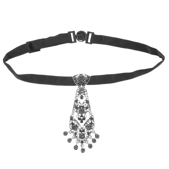 Phenofice Black Sequin Tie with Rhinestone Accents, Alloy Necktie for Formal Events, Parties, and Special Occasion Decoration