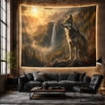 thumbnail image 6 of Grey Wolf Stands With Atop Rugged Rocky Outcrop, Mystical Fantasy for Space Lovers, Galaxy Room Decor, Thanksgiving Hostess Gift, Tapestry Wall Hanging for Bedroom and Dorm, 6 of 7