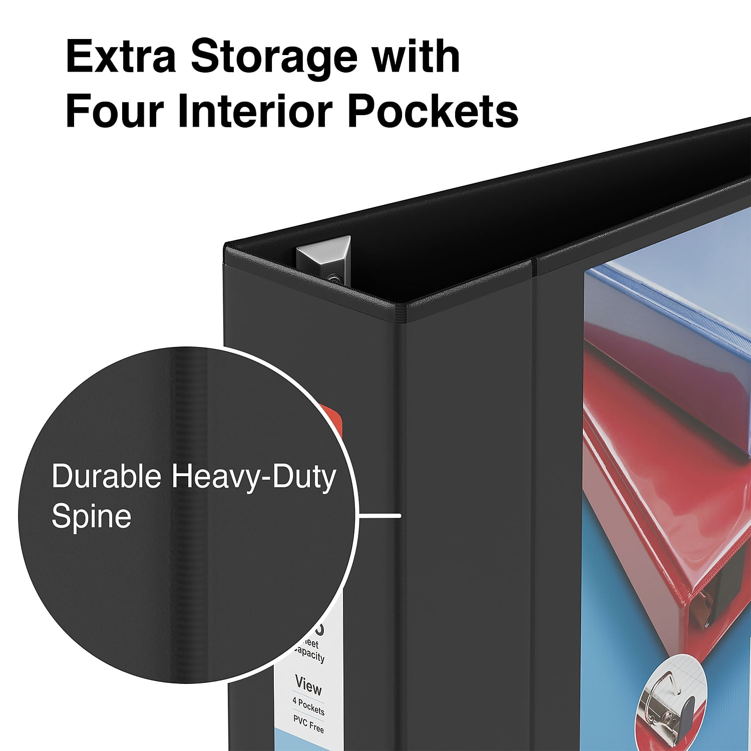 Staples Heavy Duty 4" 3-Ring View Binder Black (24695) 82664