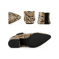 thumbnail image 3 of BLISSFUL STEP Women' s Ankle Boots Snake Print Chunky Heel Pointed Toe Pull On Boots Brown 9, 3 of 7