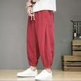 thumbnail image 3 of Vedolay Mens Work Pants Baggy Trousers for Men Printed Loose Streetwear Jogger Pants Red,3XL, 3 of 4