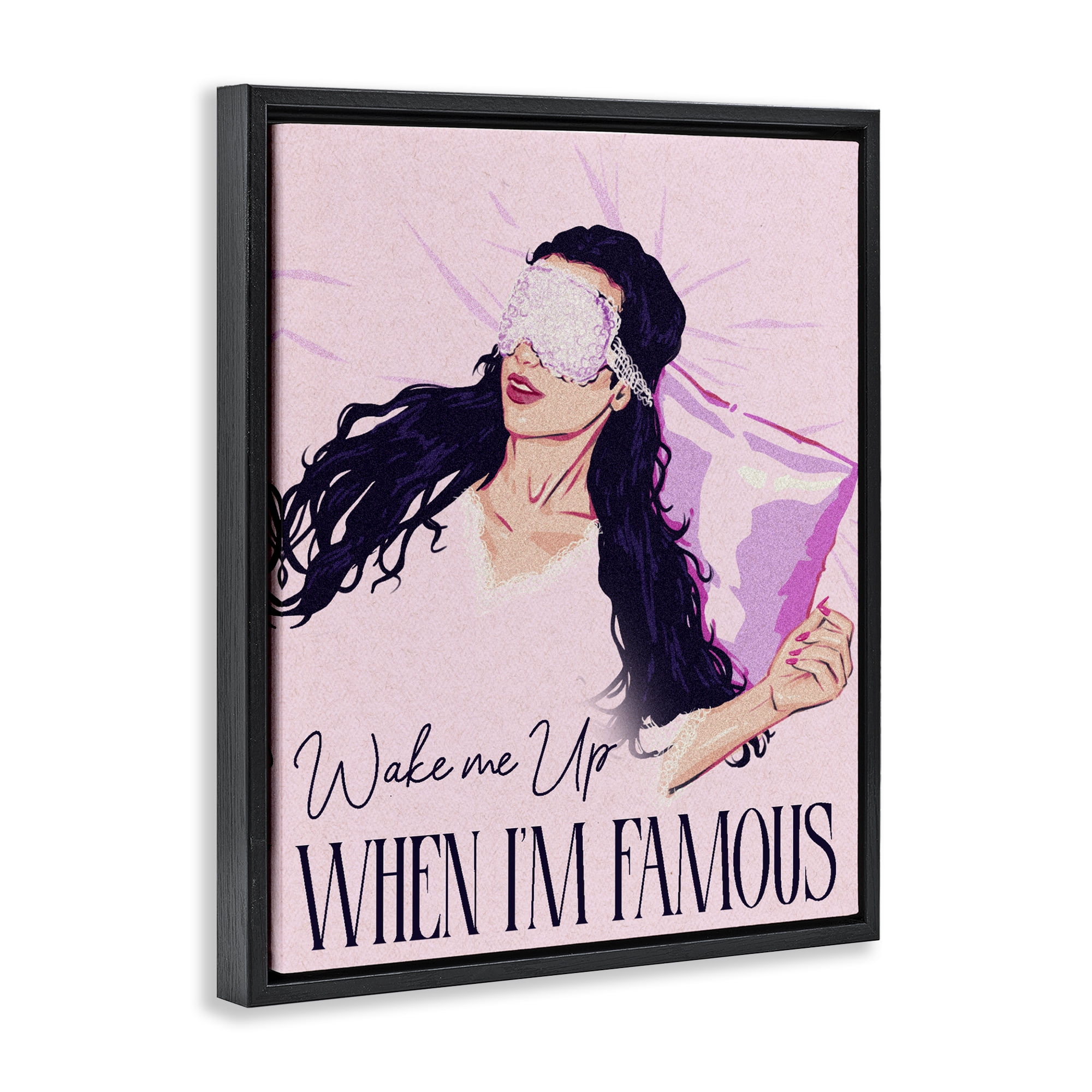 Stupell Industries Wake Me Up When Famous Black Framed Floater Canvas Wall Art, design by Ziwei Li