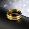 thumbnail image 4 of EOEMY 6mm Matte Stylish Band Men'S Titanium Steel 18K Gold Plated Wedding Ring Sz 7-11, 4 of 6