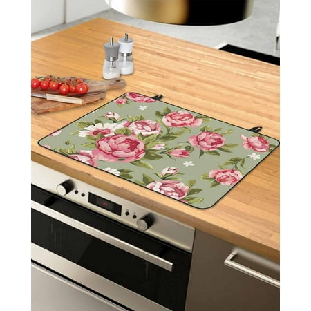 

Vintage Pink Spring Floral Stove Top Covers for Electric Stove Heat Insulation Fireproof Glass Cooktop Cover Counter Top Glass Stove Cover for Prevent Scratches 24 x21 Summer Botanical Sage Green