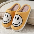 thumbnail image 1 of Womens Fuzzy Indoor Winter Slippers Non Slip Cute Cartoon Smile Face Small Fit, 1 of 10