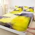 thumbnail image 3 of Manfei Chic Abstract Watercoor Bed Sheets, Yellow Oil Printing King Sheets, Vintage Mid Century Sheet Set, Luxury Bedroom Decor, 4 Pieces, 3 of 7