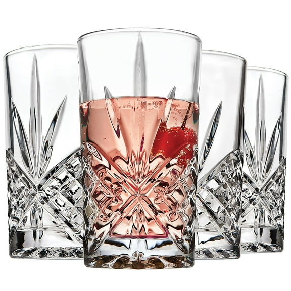 Lefonte Highball Glasses, Tall Drinking Glasses, Cocktail Glasses, Water Glasses, Glass Cups, Set of 4