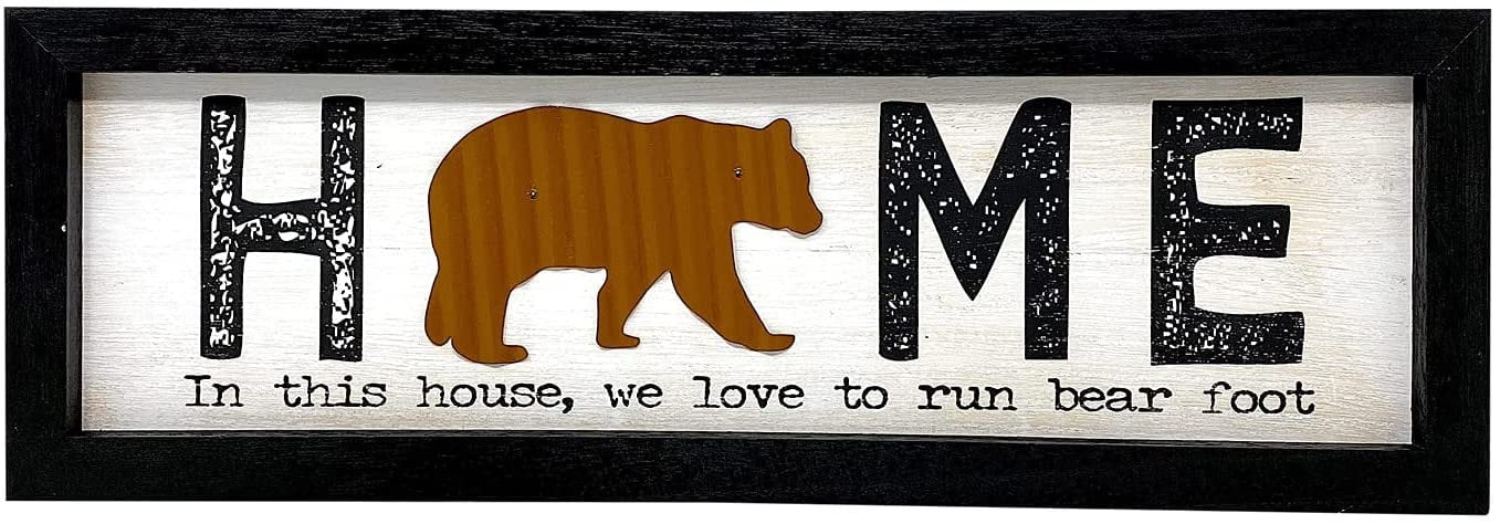 3 Rustic Bear Pictures Welcome to the Cabin Framed Wall Hangings Home Decor 