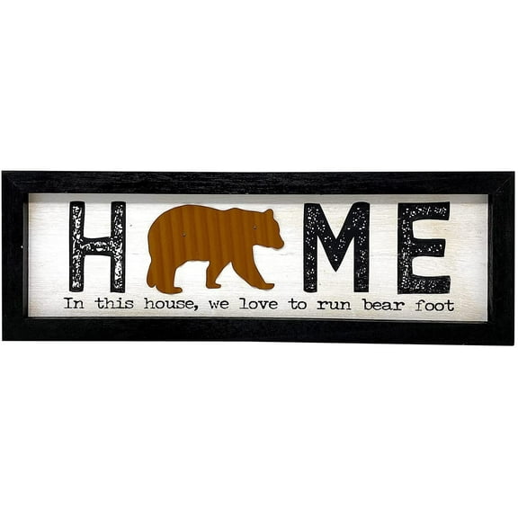 Bear Wall Door Sign Pediment Rustic Outdoorsy Cabin Lodge Home 18" x 6" (Home Bear Sign)