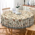 thumbnail image 3 of Vintage Beige Floral Round Tablecloth,60 Inch,Stain Resistant Waterproof Table Cover for Dining Room Kitchen Party Decor, 3 of 7