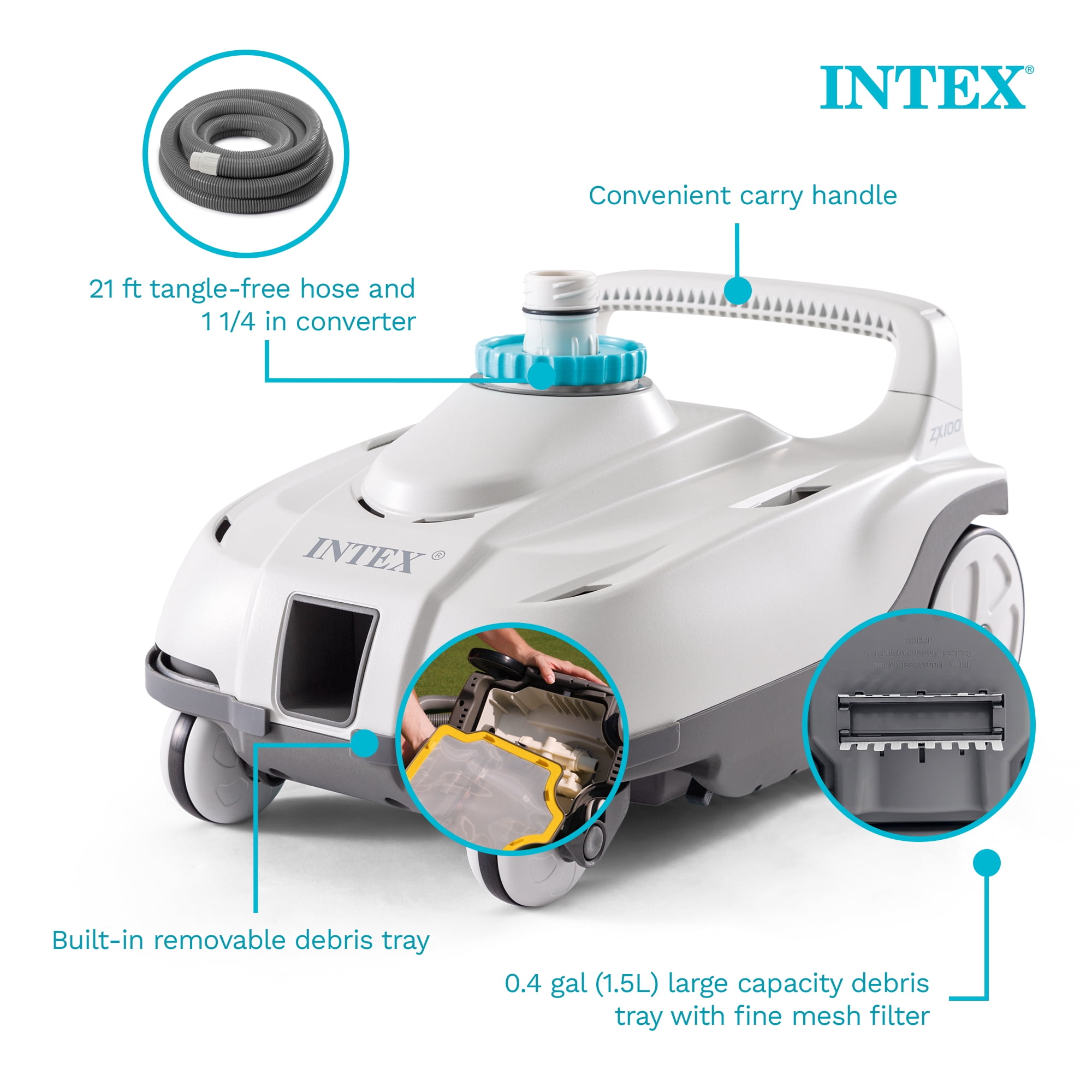 Intex ZX100 Automatic Ground Pool Cleaner with Vacuum Filter and