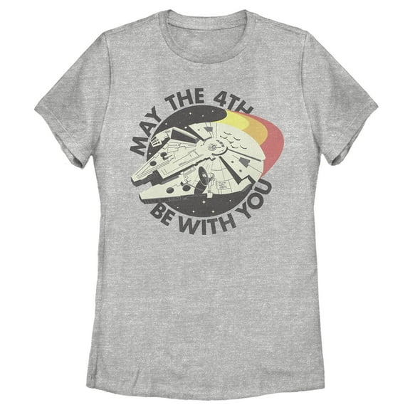 Women's Star Wars Retro Millennium Falcon May the 4th Be With You Graphic Tee Athletic Heather 2X Large