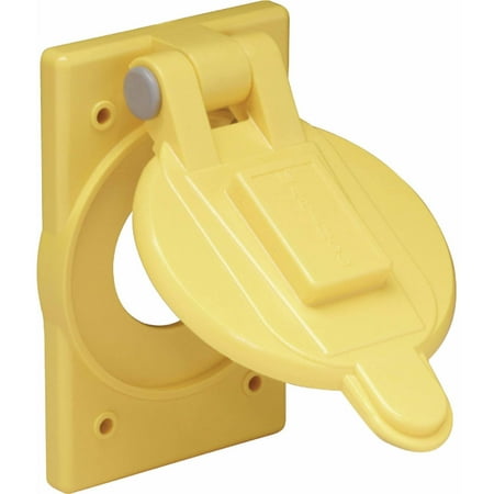 30a Single - Marinco 7420CR Yellow Polycarbonate Weatherproof Cover Fits 15A, 20A and 30A Single Receptacles
