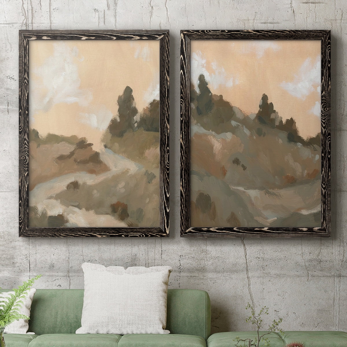 Hillside Walking Path I - Premium Framed Canvas 2 Piece Set - Ready to Hang
