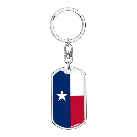 Texas State Flag Keychain Dog Tag Stainless Steel or 18k Gold