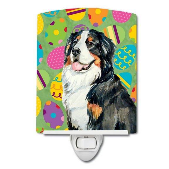 Caroline's Treasures LH9424CNL Bernese Mountain Dog Easter Eggtravaganza Ceramic Night Light, 6x4x3", multicolor