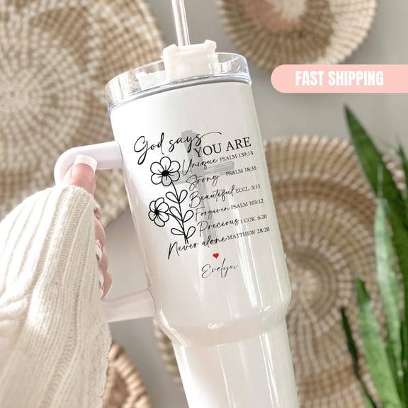 Custom Christian Tumbler, Church Anniversary Gift For Christian Personalized Tumbler With Handle Christian Travel Mug Christian Cup , 20 Oz
