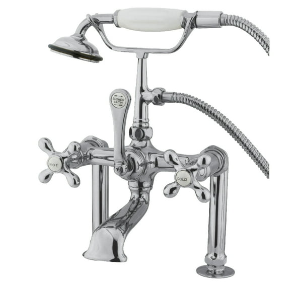 Kingston Brass CC110T1 Vintage 7" Center Deck-Mount Clawfoot Tub Faucet with Hand Shower, Polished Chrome