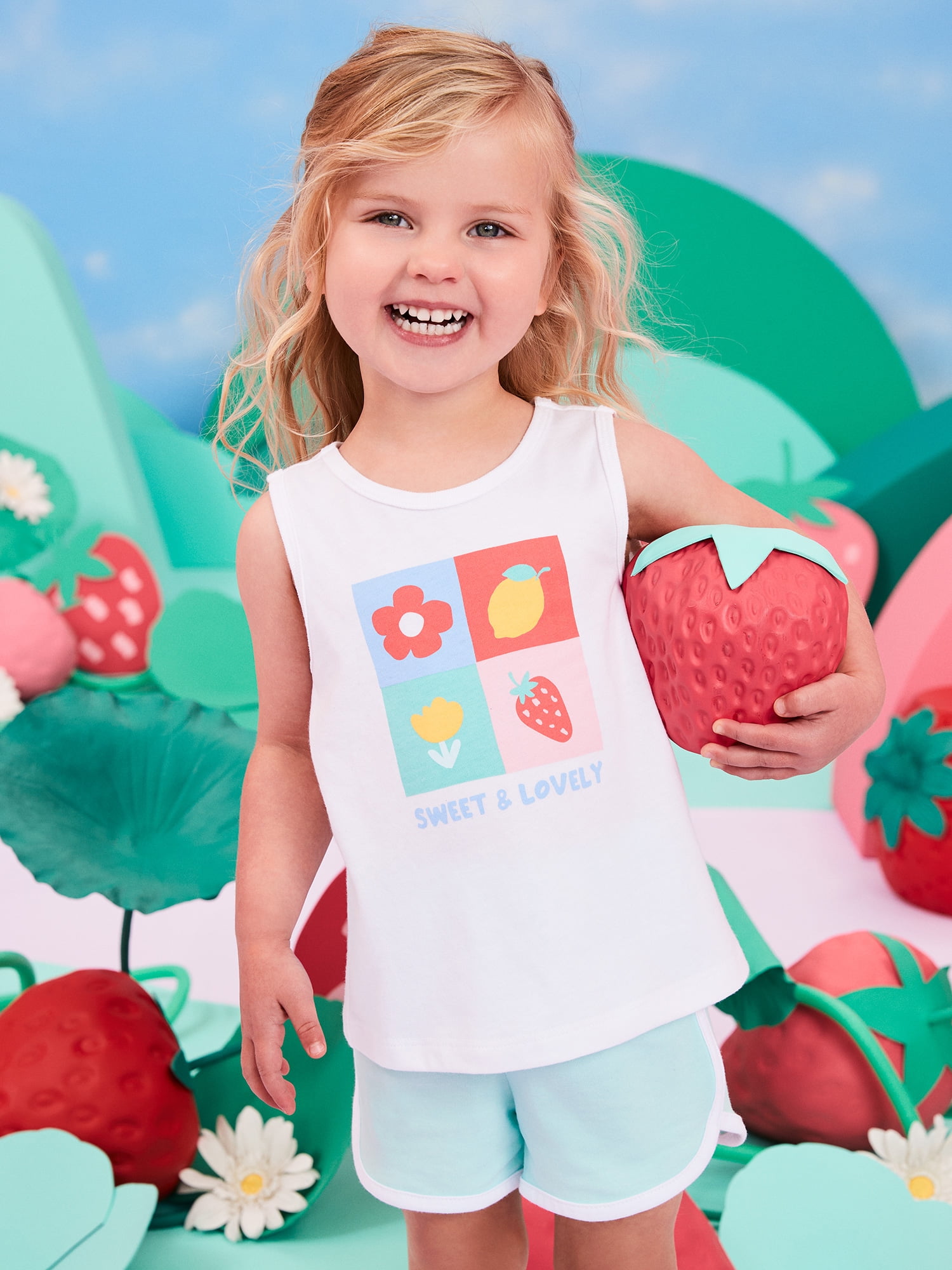 Garanimals Newborn, Baby & Toddler Girl Cotton Graphic Tank Tops, 4-Pack, Sizes 0-6T