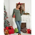 thumbnail image 5 of Crew Neck Long Sleeve Shirts for Women Dressy Casual Fall Tops Christmas Green Clothes, 5 of 8