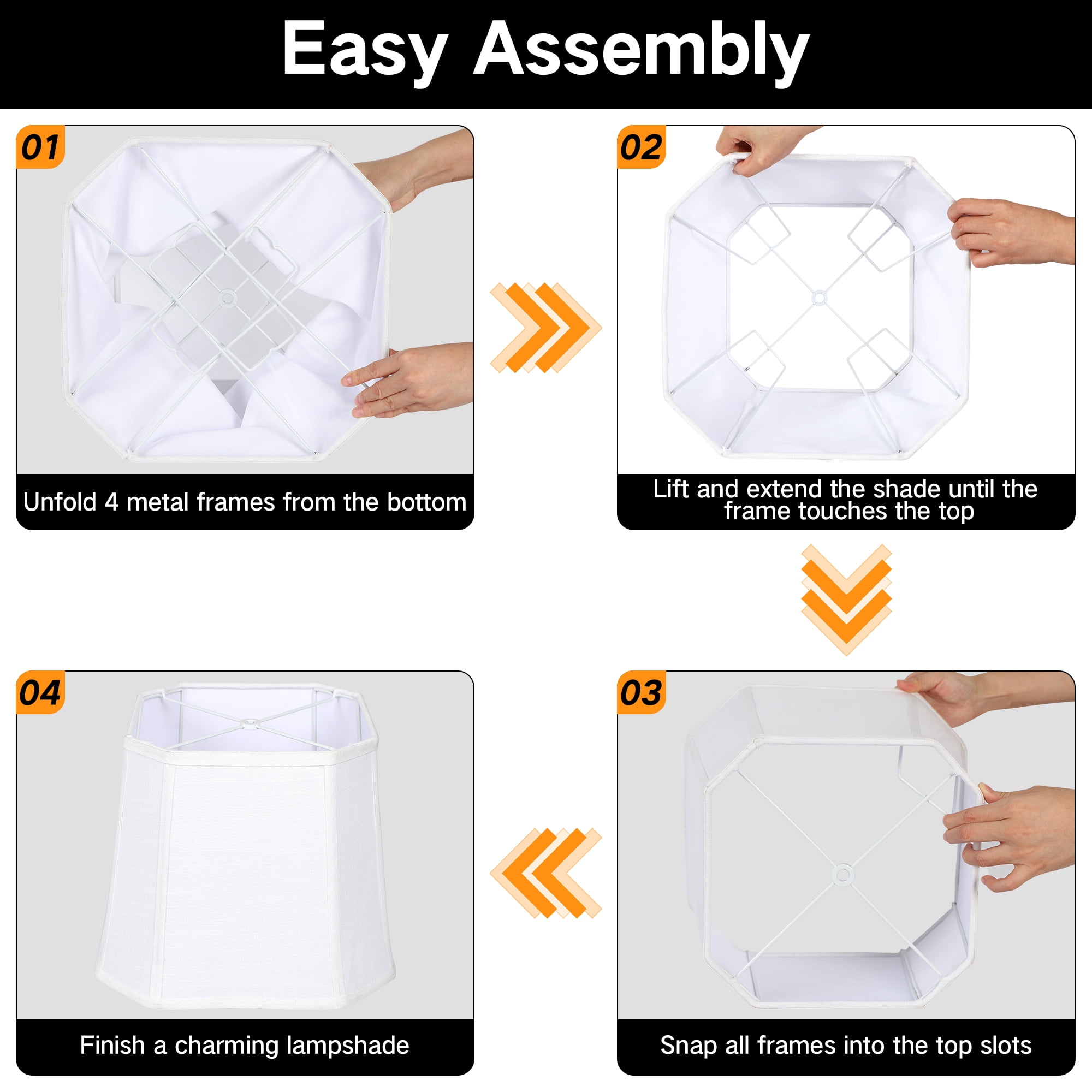 OUTON White Lamp Shades for Floor Lamps, Replacement Linen Lampshades for Table Lamps & Bedside Lamps, 10" Top x 13" Bottom x 10.25" High, Easy to Assemble