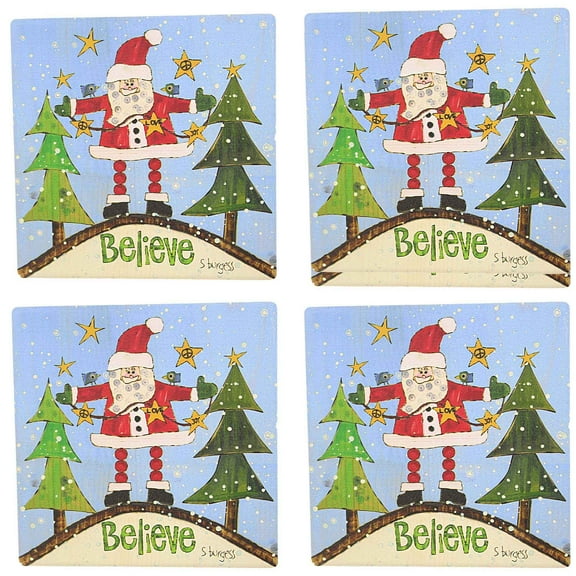 Tabletop Santa Coasters Set/4 Stoneware Izzy & Oliver 6011369