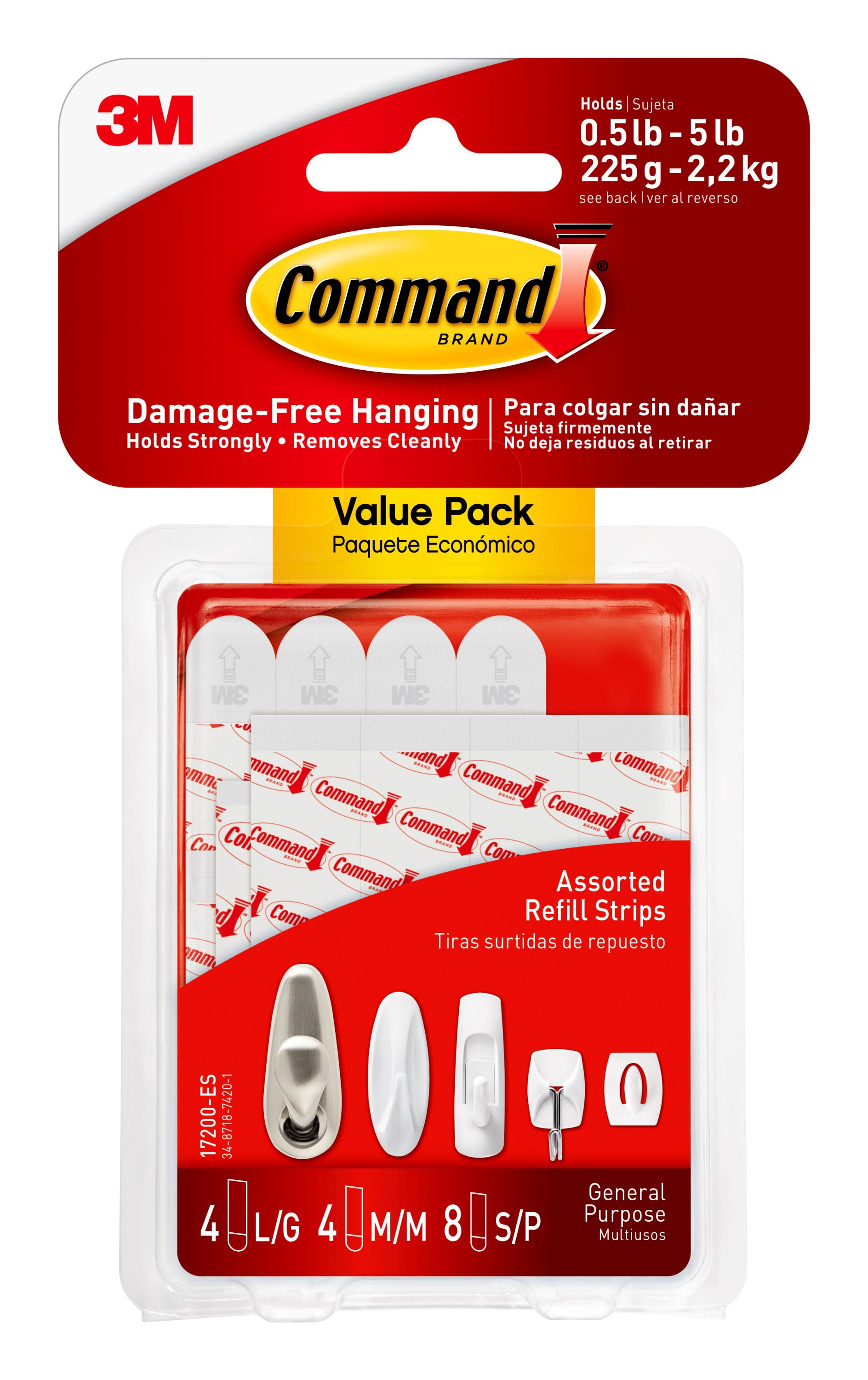 Command Refill Strips (8 Small/4 Medium/4 Large) White