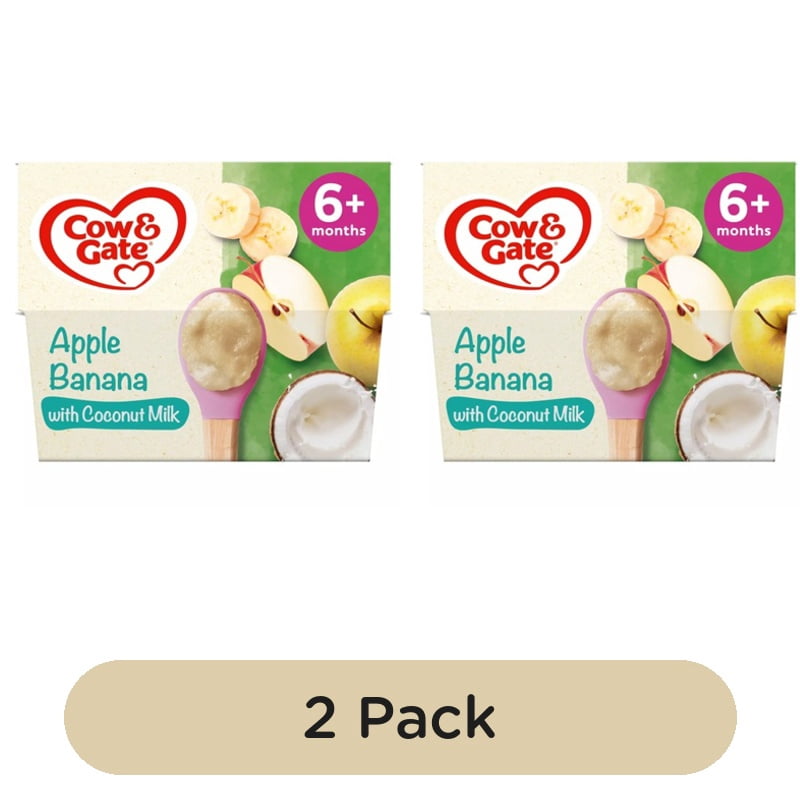 Cow & Gate Apple, Banana with Coconut Milk Baby Food Pot 6+ Months, 4 x 95g, British Import (Pack of 2)