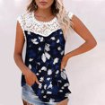 thumbnail image 2 of Camiseta sin mangas de encaje con estampado de mujer Camiseta sin mangas de empalme de cuello redondo Camiseta ligera y cómoda delgada OAVQHLG3B Store  lin121212, 2 of 5