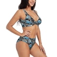 thumbnail image 2 of Kdxio Blue Excavator Print Women's 2 Piece High Waisted Wrap Spaghetti Strap Summer Swimsuit Bikini Set-XX-Large, 2 of 7