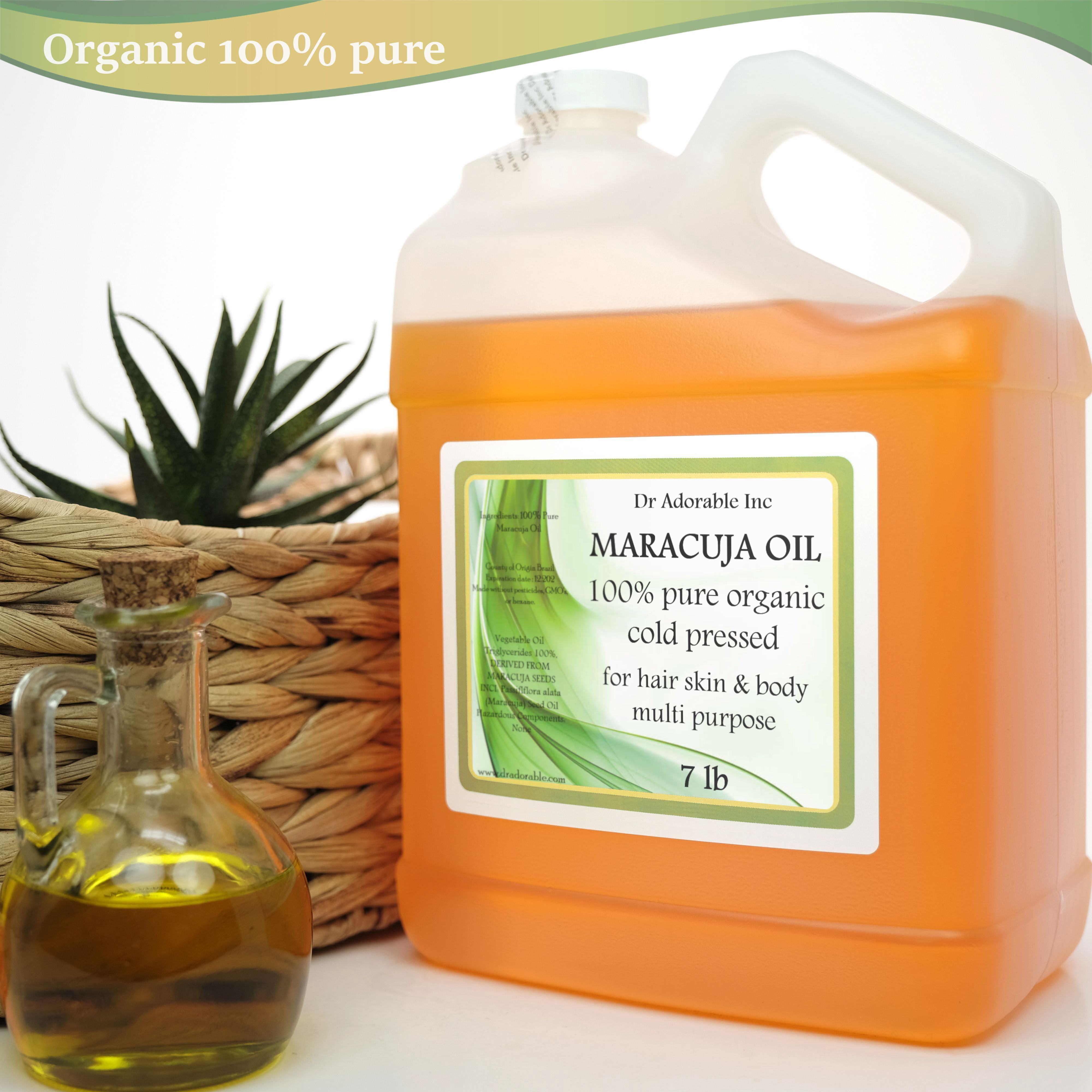 Dr Adorable - 7 lb - Maracuja Seed Oil - 100% Pure Organic Passionfruit Cold Pressed Moisturizing Oil For Face Skin Hair Anti Aging