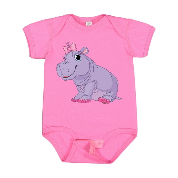 Inktastic Cute Purple Hippo Girls Baby Bodysuit
