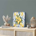thumbnail image 2 of Wall Art Prints, Yellow Lemon Framed Canvas Prints for Bedroom Living Room Bathroom Office, Middle Century Blue Italian Textured Gallery Wrap Wall Art Poster for Gifts Home Decor 12"x12", 2 of 9