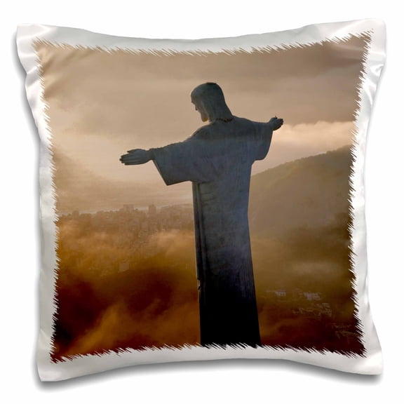 3dRose, Jesus on Corcovado mountain, Rio de Janeiro, Brazil., 16x16 inch Pillow Case