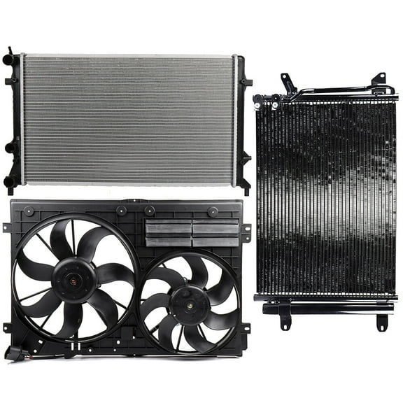 ECCPP VW3115113 Cooling Fan*1   13215 Radiator*1   3889 Condenser*1 Replacement for 2011-2013 for V-olkswagen for Jetta