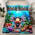 thumbnail image 2 of Castle Fairy Child Boys Girls Cute Sea Salamander Twin Sheet Sets,Cartoon Axolotl Bedding, 2 of 7