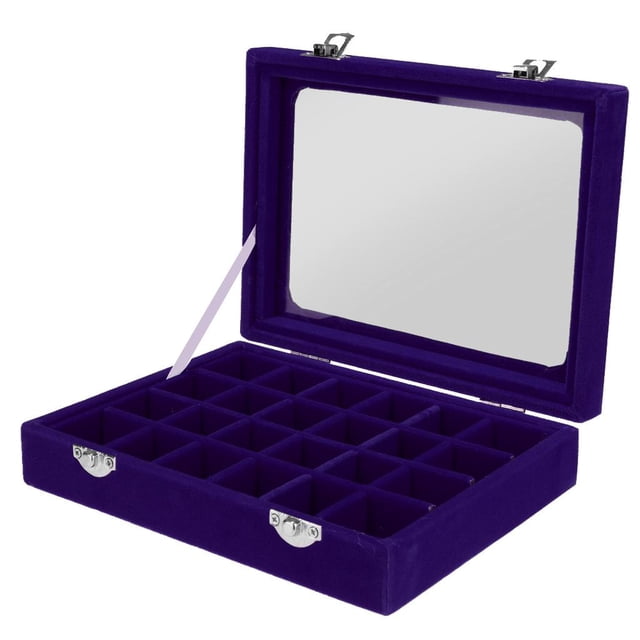 dailydealuk 24 rejillas joyero de madera collar almacenamiento exhibidor organizador caso Azul kusrkot Caja de almacenamiento de joyería