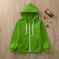 thumbnail image 2 of Karoyedx Boys Coats Kids Long Sleeve Hoodie Solid Jackets Boys Sweatshirt Girls Zip Boys Girls Winter Outerwear Green Size,6-7 Years, 2 of 5