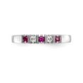 thumbnail image 4 of 14K White Gold Ring Band Gemstone Diamond Round Ruby Red, Size 8, 4 of 7